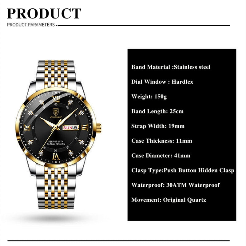 Relógio Executivo Luxuoso de Aço - Dynamo